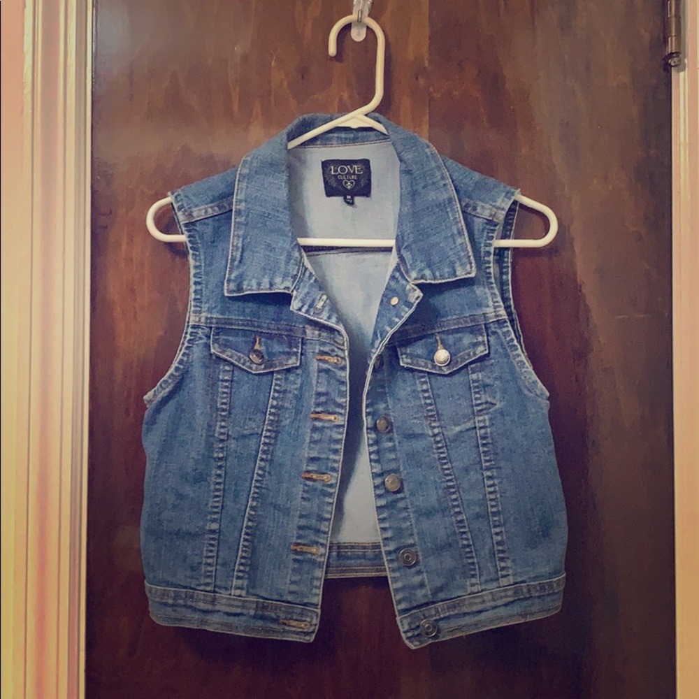 Dark wash denim vest